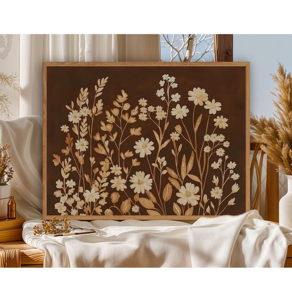 Botanical Printable Boho Wall Art, Neutral Floral Poster Vintage Spring Wildflower Poster Boho Flower Wall Decor, Neutral Nature Art Print, Size 16x24 UNFFRAMED F03.1.6l9