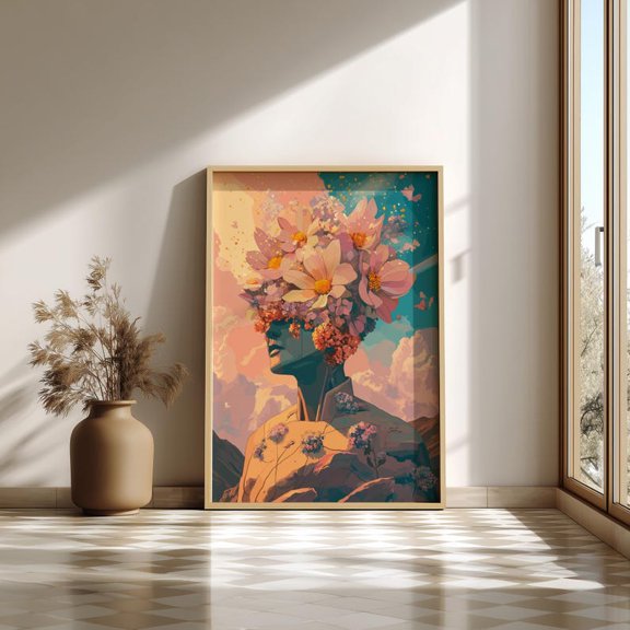 Botanical Psychedelic Wall Art Print, Unframed Paper Poster 8x10in