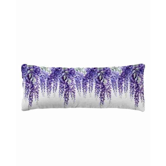 Botanical Purple Body Pillow Cover 20 x 54 Inch Decorative Pillow Cover Spring Garden Florals Lumbar Pillowcase Seasonal Rectangle Cushion Case for Couch Sofa Bed Living Room