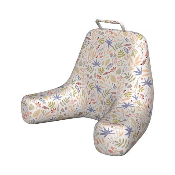 Botanical Reading Pillow Cover, Berry Pastel Spring Growth Herbs Leaves Botanical Floral Foliage, Unstuffed Printed Bed Rest Case from Soft Fabric, XL Size, Eggshell and Multicolor, by Ambesonne