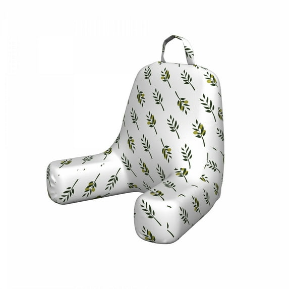 Botanical Reading Pillow Cover, Diagonal Symmetric Olive Branches Pattern on Plain Background, Unstuffed Printed Bed Rest Case from Soft Fabric, Small, Evergreen Olive Green, by Ambesonne