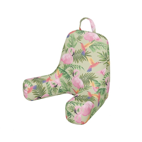 Botanical Reading Pillow Cover, Hummingbird Pink Flamingo Palm Tree Leaves Hawaiian Themed Print, Unstuffed Printed Bed Rest Case from Soft Fabric, Small, Pale Khaki and Multicolor, by Ambesonne