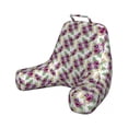 thumbnail image 1 of Botanical Reading Pillow, Rows of Purplish Flowers with Fresh Leaves Diagonally Aligned on White Backdrop, Bedrest Cushion with Back Pocket and Washable Cover, 2 Sizes, by Ambesonne, 1 of 3