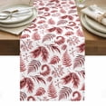 thumbnail image 1 of Botanical Red Table Runner - 90 Inch Long, Kitchen Dining Table Runner Dresser Scarves, Vintage Ferns Herbs Country Plant Leaf Farmhouse Decor for Coffee Tables Wedding Party Banquet, 1 of 8