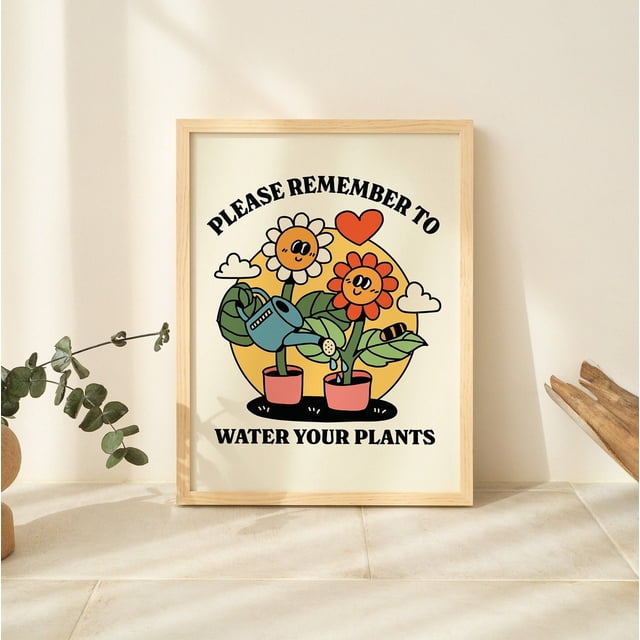 Botanical Retro Flowers Quote Plant Mom Water Your Plants Quote ...
