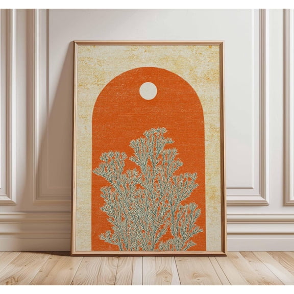 Botanical Retro Plant Minimalist Mid Century Style Arch Nature Artwork Unframed Paper Print