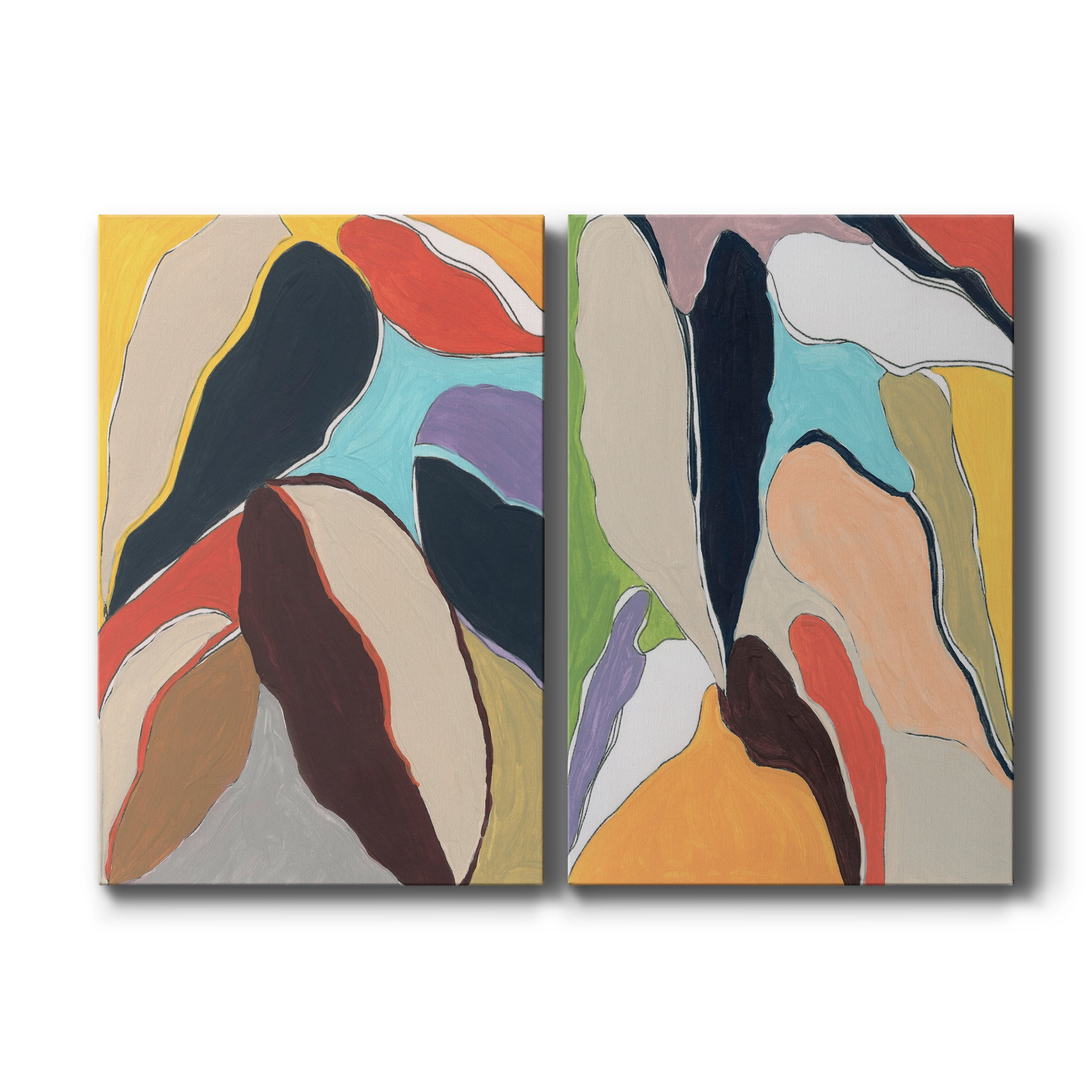 Botanical Revisit I Premium Gallery Wrapped Canvas - Ready to Hang - Set of 2 - 32 x 48 Each