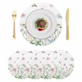 thumbnail image 1 of Botanical Round 13 Inch Placemats Set of 4, Blue Pink Daisy Floral Watercolor White HeatResistant Non Slip Place Mats for Dining Table, Wipeable Braided Kitchen Table Mats for Housewarming, 1 of 9