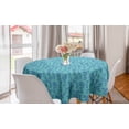 thumbnail image 1 of Botanical Round Tablecloth, Natural Illustration Reef Spreads in Aquatic Style Leaves Motif, Circle Table Cloth Cover for Dining Room Kitchen Decor, 60", Seafoam Aqua and Violet Blue, by Ambesonne, 1 of 2