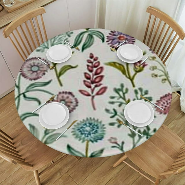Botanical Round Tablecloth,Table Cover for Indoor Outdoor Party