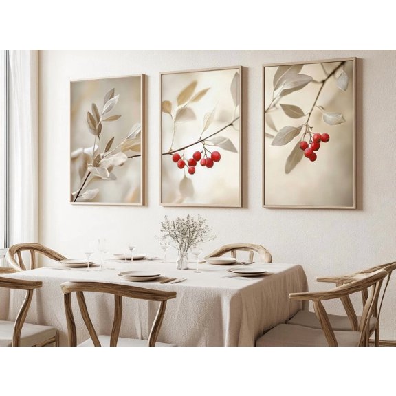 Botanical Rowan Tree Minimalist Office Poster, Set 3, Poster Only