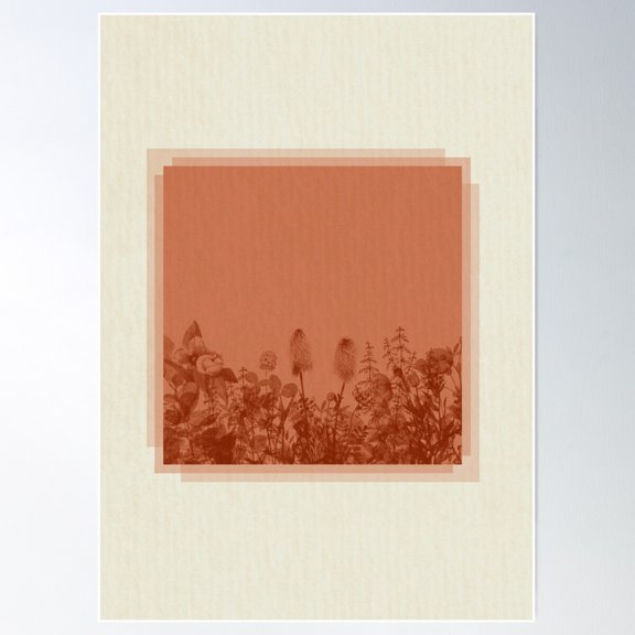 Botanical - Ruby Square Poster Wall Art, Modern Wall Decor For Living Room Bedroom, 8x12 UNFRAMED