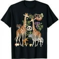 thumbnail image 1 of Botanical Safari Wildlife Print Unisex Men Women Short Sleeve Casual Tee Shirt, 1 of 6