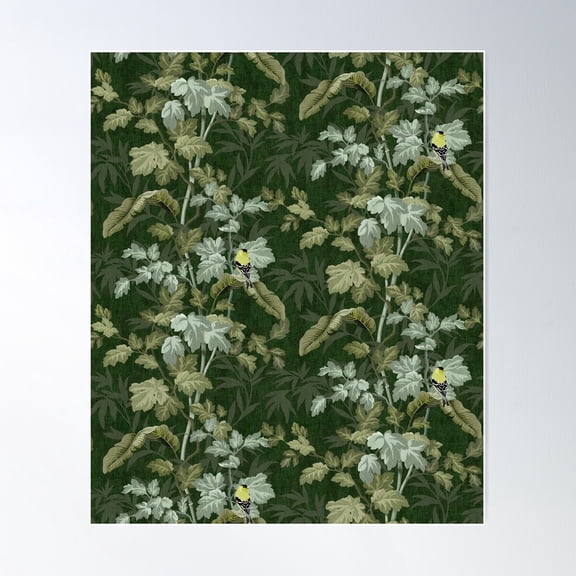 Botanical Serenity - Green & Grey Poster Wall Art, Modern Wall Decor For Living Room Bedroom, 12x18 UNFRAMED