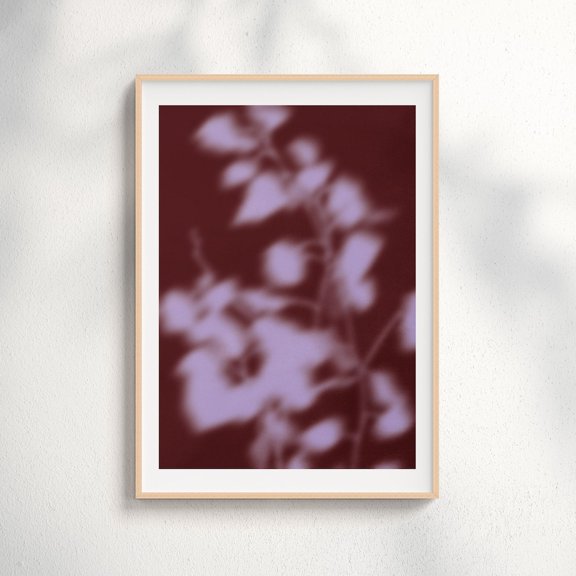 Botanical Shadow Art Print Moody Abstract Light Play Wall Decor Blurred Nature Minimal Mid Century