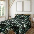 thumbnail image 1 of Ambesonne Botanical Fitted & Flat Sheet with Sham 3 Pcs Set, Blooming Wild Art Flowers, Twin XL, Slate Blue Green and Black, 1 of 5