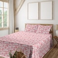 thumbnail image 1 of Botanical Sheet Set, Leaf and Branch Silhouettes in the Wind Foliage Orderly Repeated Pattern Art, Fitted & Flat Sheet with Pillowcase Bedding Accent 3 Pcs Set, Twin, Coral Off White, by Ambesonne, 1 of 1