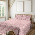 thumbnail image 1 of Ambesonne Botanical Fitted & Flat Sheet with Sham 3 Pcs Set, Leafy Wind Pattern Branch, Twin XL, Coral Off White, 1 of 5