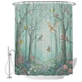 Botanical Shower Curtain for Bathroom, Spring Watercolor Trees Mystic ...