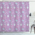 thumbnail image 1 of Botanical Shower Curtain, Doodle Flowers Foliage Retro Idyllic Dandelion Meadow Pattern, Fabric Bathroom Set with Hooks, 69W X 84L Inches Extra Long, Pale Blue Peach Blue Violet, by Ambesonne, 1 of 3