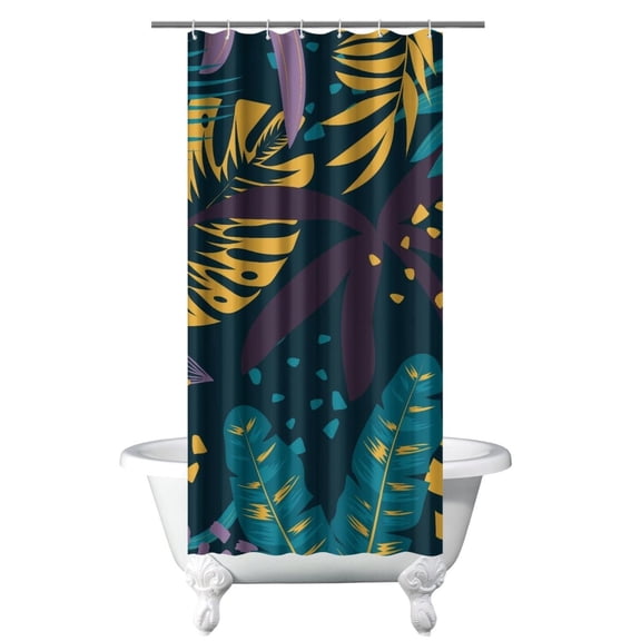 Botanical Shower Curtain Palm Leaf Waterproof Bathroom Curtain 36x72 Inches Fade-Resistant Quick Dry with Metal Grommets