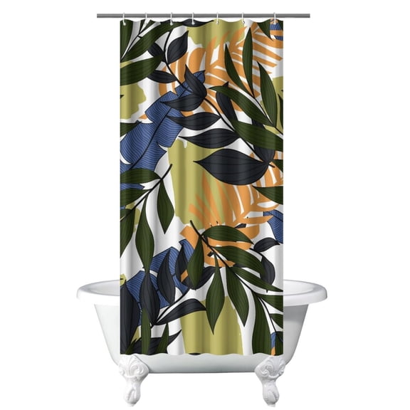 Botanical Shower Curtain Vibrant Tropical Waterproof Bathroom Curtain 36x72 Inches Fade-Resistant Quick Dry with Metal Grommets