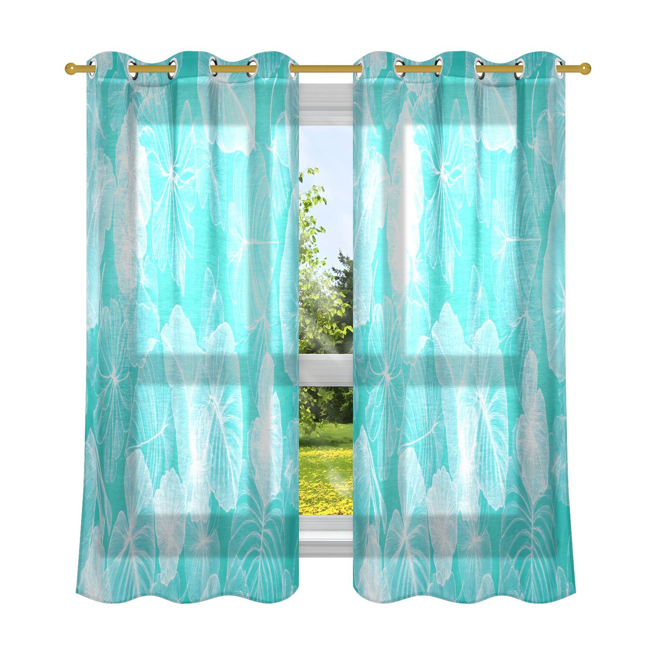 Botanical Sketch Breathable Sheer Curtains 63x42in Soft Light Filtering ...