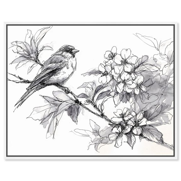 Botanical Sketch I Canvas Print Botanical Wall Art by Art Remedy, White Frame, 36 x 30