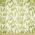 thumbnail image 1 of Ambesonne Botanical Fabric by the Yard Upholstery, Olive on Leafy Branches, 10 Yards, Avocado Green Ivory, 1 of 5
