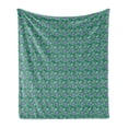 thumbnail image 1 of Botanical Soft Flannel Fleece Blanket, Flowering Hosta Plants Exotic Blossoms Flourishing Meadow Jungle, Cozy Plush for Indoor and Outdoor Use, 50" x 70", Jade Green and Blue Violet, by Ambesonne, 1 of 5
