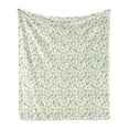 thumbnail image 1 of Botanical Soft Flannel Fleece Blanket, Forest Leaves Laurel Foliage Herbs Pinnate Eco Palmate Medicinal Branches, Cozy Plush for Indoor and Outdoor Use, 60" x 80", Fern Green White, by Ambesonne, 1 of 5