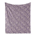 thumbnail image 1 of Botanical Soft Flannel Fleece Blanket, Silhouette Drawn of Raspberries Flowers and Curly Thin Branches with Drops, Cozy Plush for Indoor and Outdoor Use, 60" x 80", Cream and Quartz, by Ambesonne, 1 of 5