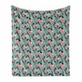 thumbnail image 1 of Botanical Soft Flannel Fleece Throw Blanket, Arrangement of Flowers Blooming Garden Art, Cozy Plush for Indoor and Outdoor Use, 50" x 60", Teal Coral, by Ambesonne, 1 of 5