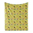 thumbnail image 1 of Botanical Soft Flannel Fleece Throw Blanket, Blooming Flowers on Swirling Branches Lively Spring Trees Rural Woodland Theme, Cozy Plush for Indoor and Outdoor Use, 50" x 60", Multicolor, by Ambesonne, 1 of 5