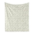 thumbnail image 1 of Botanical Soft Flannel Fleece Throw Blanket, Classic Look Pattern of Abstract Peony Flowers in Pastel Tone, Cozy Plush for Indoor and Outdoor Use, 60" x 80", Pale Blue Khaki White, by Ambesonne, 1 of 5