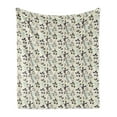 thumbnail image 1 of Botanical Soft Flannel Fleece Throw Blanket, Coffee Toned Minimalist 70s Style Design Tiny Leaves and Rosehip Silhouettes, Cozy Plush for Indoor and Outdoor Use, 70" x 90", Multicolor, by Ambesonne, 1 of 6