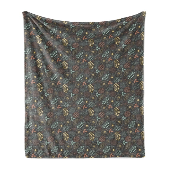 Botanical Soft Flannel Fleece Throw Blanket, Colorful Outline Drawing of Berries Buds and Nature Deco Illustration, Cozy Plush for Indoor and Outdoor Use, 60" x 80", Multicolor, by Ambesonne