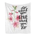 thumbnail image 1 of Botanical Soft Flannel Fleece Throw Blanket, Do What You Love Calligraphy with Watercolor Flowers, Cozy Plush for Indoor and Outdoor Use, 60" x 80", Grey Pink, by Ambesonne, 1 of 5