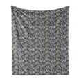 thumbnail image 1 of Botanical Soft Flannel Fleece Throw Blanket, Eucalyptus Leaves and Branches Exotic Summer Blooms Art Repetition, Cozy Plush for Indoor and Outdoor Use, 70" x 90", Dimgray and Multicolor, by Ambesonne, 1 of 5
