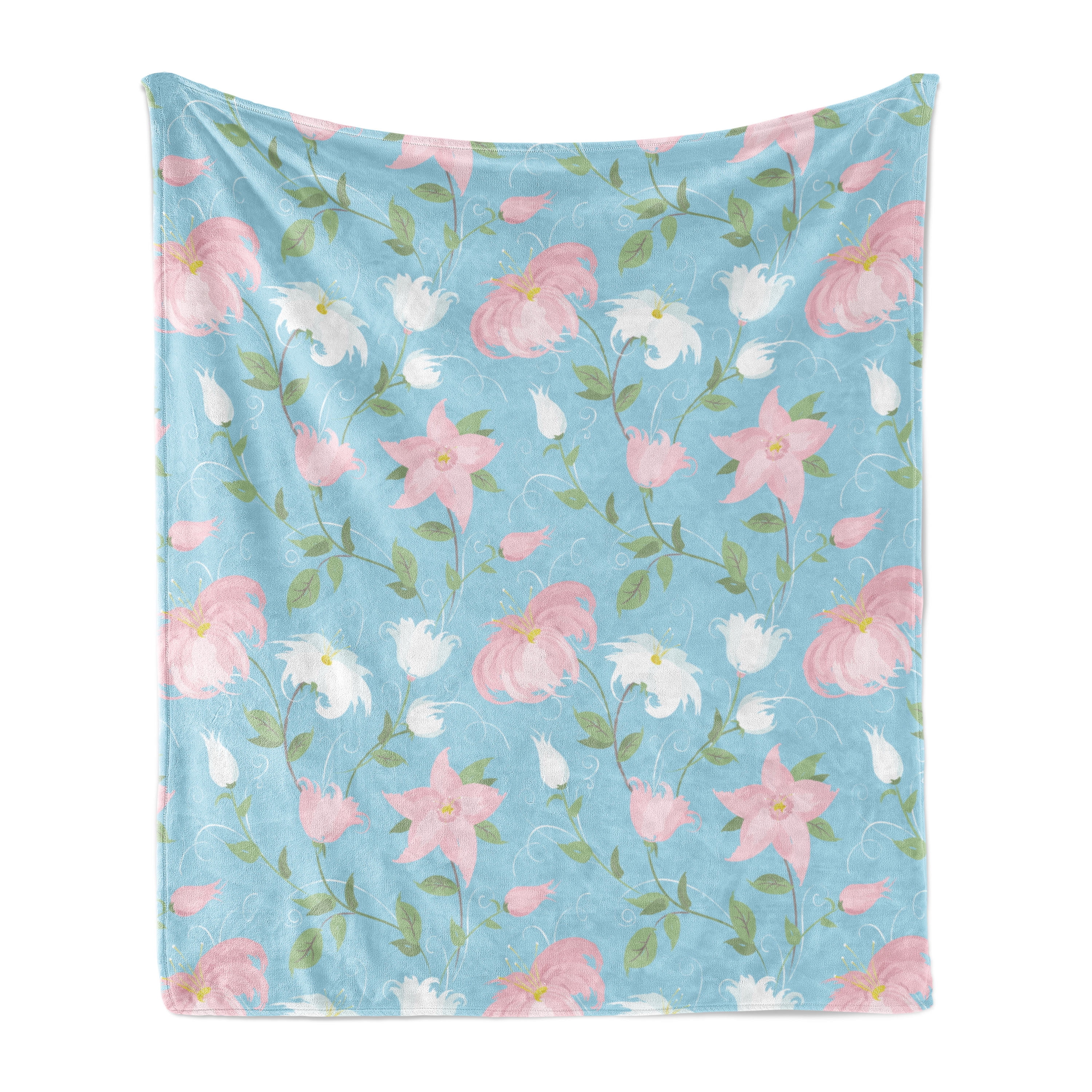 Berry Flowers White Ultra-Soft Micro Fleece Blanket 50