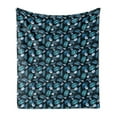 thumbnail image 1 of Botanical Soft Flannel Fleece Throw Blanket, Hawaiian Jungle Rainforest Growth Pale Blue Blossoms Palm Leaves Illustration, Cozy Plush for Indoor and Outdoor Use, 70" x 90", Multicolor, by Ambesonne, 1 of 6