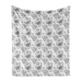 thumbnail image 1 of Botanical Soft Flannel Fleece Throw Blanket, Meadow Blossoms Peony Petals Rural Flourish Bouquets Leaf Field, Cozy Plush for Indoor and Outdoor Use, 50" x 70", Charcoal Grey and White, by Ambesonne, 1 of 5