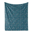 thumbnail image 1 of Botanical Soft Flannel Fleece Throw Blanket, Pattern of Floral Style Wild Flowers and Field Herbs Illustration, Cozy Plush for Indoor and Outdoor Use, 50" x 60", Petrol Blue and Seafoam, by Ambesonne, 1 of 5