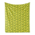 thumbnail image 1 of Botanical Soft Flannel Fleece Throw Blanket, Watercolor Pattern with Wild Spring Garden Leafy Flowers, Cozy Plush for Indoor and Outdoor Use, 60" x 80", Yellow Dark Teal, by Ambesonne, 1 of 5