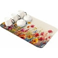 thumbnail image 1 of Botanical Spring Wildfowers Dish Drying Mat for Kitchen Counter, Absorbent Quick Dry Coffee Bar Mat Pad Thin Diatomaceous Sink Mat Dish Drainer Mat 16x18 Watercolor Floral Leaves Summer Garden Herbs, 1 of 6