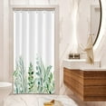 thumbnail image 1 of Botanical Stall Shower Curtain, Watercolor Green Leaves Plants Floral Small Dorm Bathroom Curtain, Spring Natural Grove Narrow Shower Curtain for Bathroom Set with 6 Hooks, 36Wx72L, 1 of 6