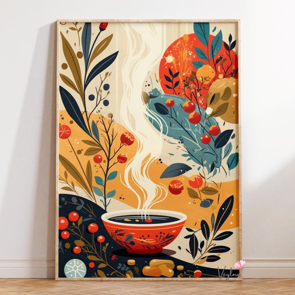 Botanical Steam Bowl Kitchen Wall Decor