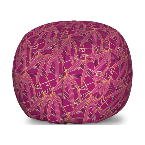 Botanical Storage Toy Bag Chair, Pastel Branches Exotic Toned Mother Nature Bushes Leafage Foliage Pattern, Stuffed Animal Organizer Washable Bag, Large Size, Dark Magenta Amber, by Ambesonne