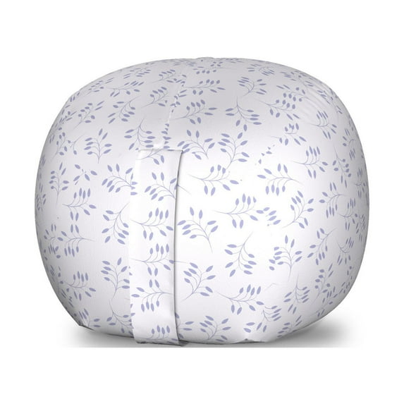 Botanical Storage Toy Bag Chair, Repetitively Scattered Leafy Branches in Soft Sky Tones Spring Themed Concept, Stuffed Animal Organizer Washable Bag, Small Size, Lavender Blue, by Ambesonne
