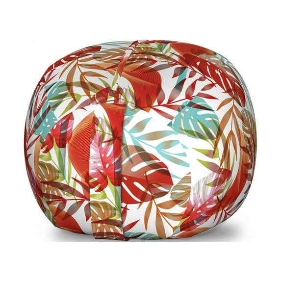 Botanical Storage Toy Bag Chair, Tropical and Colorful Jungle Monstera Leaves Along Paradise Flowers Pattern, Stuffed Animal Organizer Washable Bag, Small Size, Multicolor, by Ambesonne